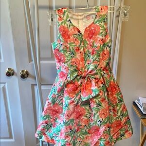 Floral Sleeveless Dress with Bow